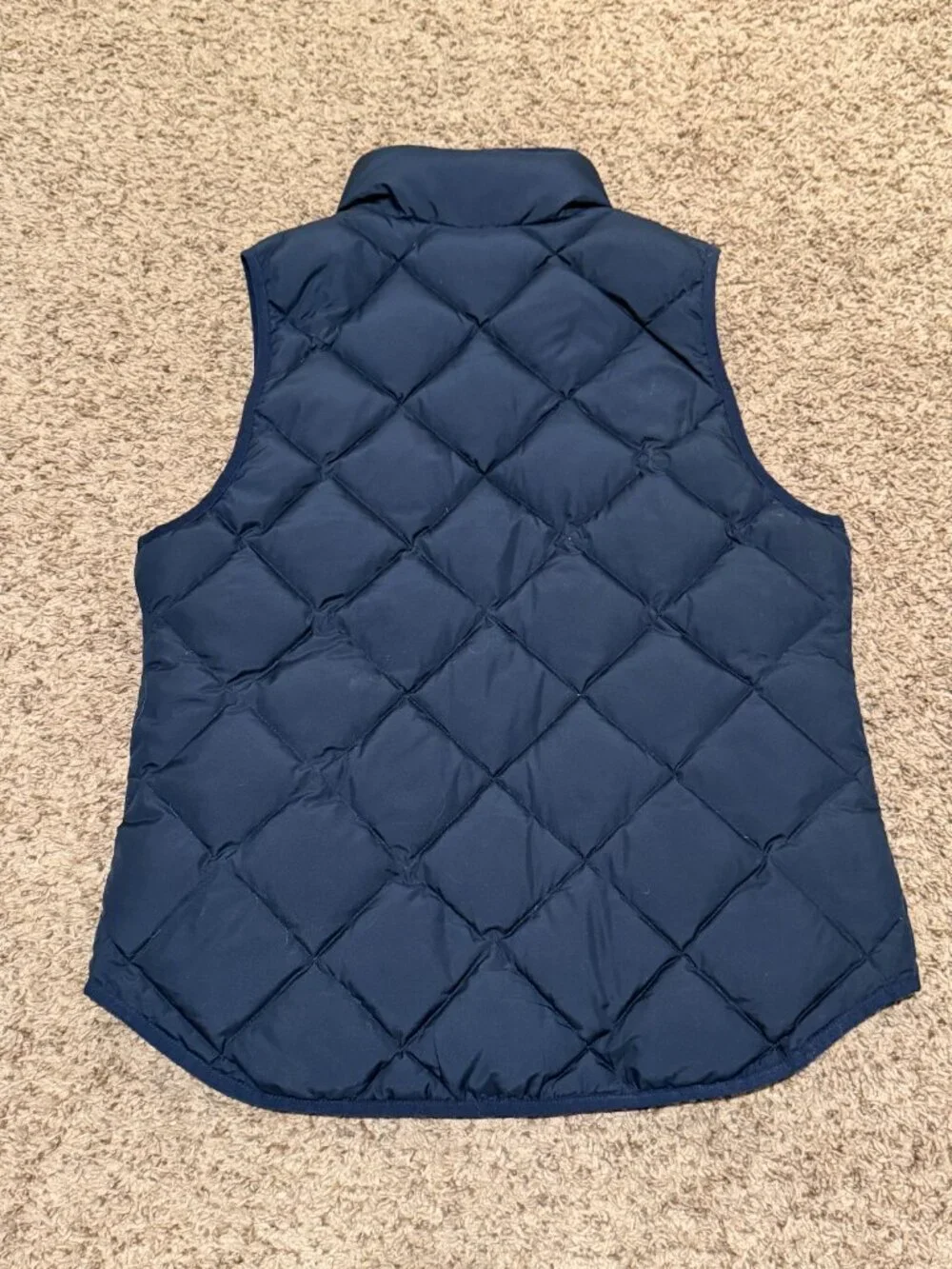 J. Crew Navy Blue Quilted Down Puffer Vest Gold Zip Medium